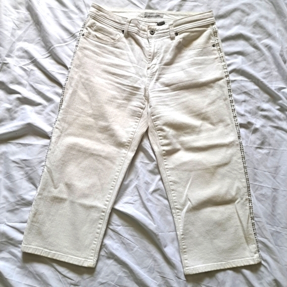 Chico's Pants - Chico's | White rhinestone details women's Capri jeans size 1
